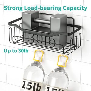 Stainless Steel Menggantung Shower Kepala Shampoo Organizer Tidak Ada Pengeboran Mandi Penyimpanan Kamar Mandi Keranjang Mandi Rak <span class=keywords><strong>Caddy</strong></span> - Product Image 3