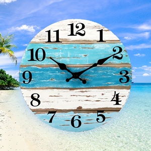 Quartz <span class=keywords><strong>Horloge</strong></span> Murale Bleu Pays Côtier Océan Thème À Piles MDF pour Patio Extérieur Lac Maison <span class=keywords><strong>Piscine</strong></span> Plage Décor À La Maison - Product Image 4