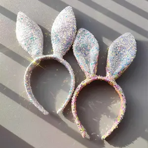 Glitter Bunny Ears Cute Cartoon Plush Children Adult Show Photo Wash Headband