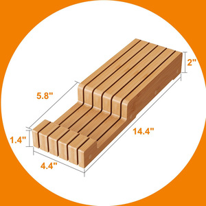 Bloc à couteaux en bambou 5 pièces, style simple et durable, support pour couteaux de cuisine - Product Image 4