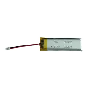 Batterie lithium-ion li polymère 801753 3.7V 720mAh de haute qualité avec pcb et connecteur
