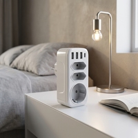 NYT RO-163 Adaptor AC USB Type-C 3-Port Standar Jerman & Ekstensi Stopkontak dengan Berbagai Fungsi EU/GER Baru