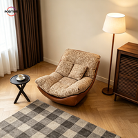 Fauteuil lounge Cloud de luxe, fauteuil d'appoint rembourré en tissu avec base en cuir ciré, mobilier moderne pour salon