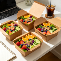 Boîtes bento jetables en papier kraft, écologiques, avec fenêtre, pour la restauration/les fêtes