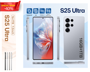 Điện thoại di động giá rẻ mới năm 2025 S25 Ultra 5G Android Smartphone màn hình 7.3 inch, SIM kép, bộ nhớ 16+1TB, điện thoại màn hình đầy đủ giá rẻ - Product Image 1