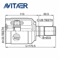 AVITAER 49500-2W600 Arbre de transmission avant, joint homocinétique intérieur gauche pour Hyundai Santa Fe Sport Kia Sorento XM 2009-2018
