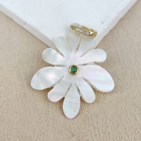 Bijoux fantaisie en pierres précieuses véritables, pendentifs en nacre sculptée en forme de fleur de coquillage blanc, sertis de zircon, collier DIY pour femmes