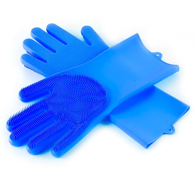 Dishwashing silicone gloves scrubber Durable Glove brush for washing dishes kitchen magic cleaning gloves