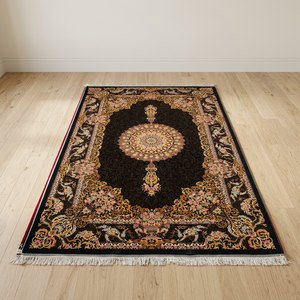 Tapis artisanal en pure soie, moderne, noué à la main, de luxe, lavable, motif personnalisé, antidérapant, épaisseur 2-3 mm, pour salon et chambre. - Product Image 4