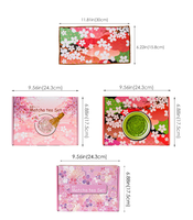 Ensemble de thé matcha japonais en céramique, boîte rose à 7 pièces, motif carré à carreaux, petites fleurs de cerisier, filtre, boîte cadeau