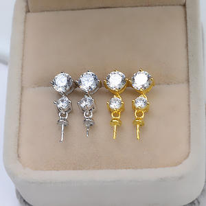 S925 Silver Simple <b>Earrings</b> for Women 5-6 <b>Pearl</b> DIY Accessories with Empty Holder Semi-Finished <b>Pearl</b> <b>Earrings</b> - Product Image 3