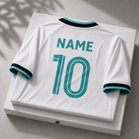 Maillot de football personnalisé commémoratif de retraite, rayures bleues et blanches classiques, 100 % polyester, imprimé par transfert thermique