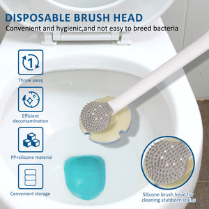 Holamopa แปรงห้องน้ำแบบใช้แล้วทิ้งเป็นมิตรกับสิ่งแวดล้อมพร้อมหัวชุบเพื่อให้ง่ายต่อการทำความสะอาดวัสดุ PP - Product Image 4