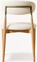 Chaise de salle à manger sculpturale de style moderne du milieu du siècle, en chêne massif et acier tubulaire, fabriquée à la main