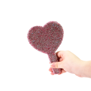 OEM Handheld Bling Diamond <strong>Rhinestone</strong> Lash Makeup Mirror Heart Shape Crystal Beauty Tool - Product Image 1