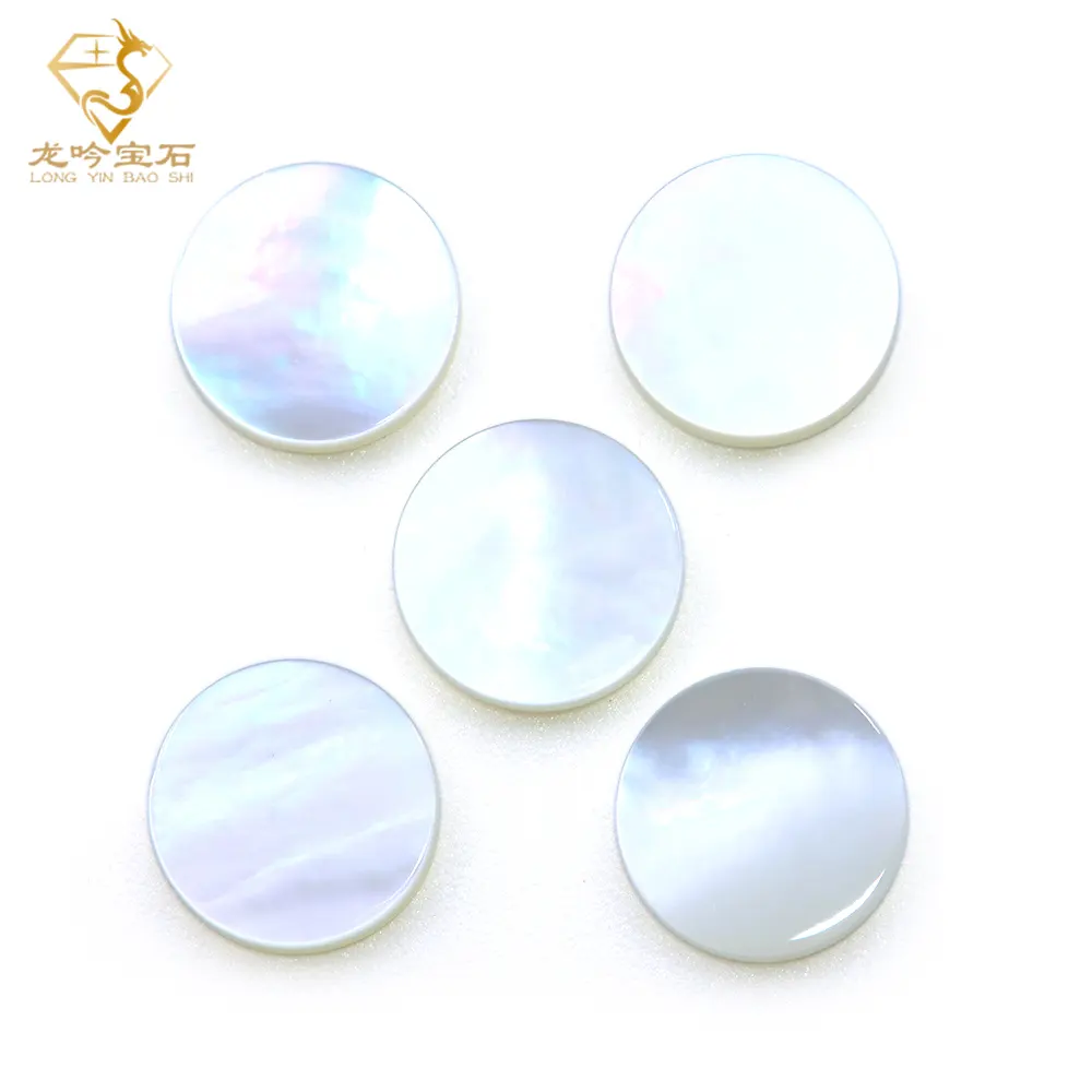 Pieza de disco redondo de concha de nácar blanca Natural personalizada al por mayor, piedra preciosa para hacer joyas Diy, accesorios, 8mm, 10mm, 12mm