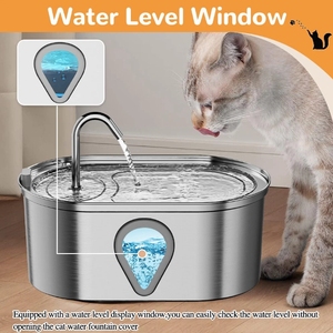 Fuente de Agua Portátil de Acero Inoxidable de 3.5L <span class=keywords><strong>para</strong></span> Mascotas, Bebedero <span class=keywords><strong>para</strong></span> Gatos con Ventana de Nivel de Agua, Personalizable al por Mayor - Product Image 3