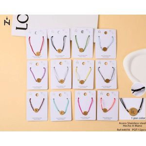 Stainless Steel Mixed <b>Gold</b> And Steel Cord Bracelet Fashion <b>String</b> Bracelets 12pcs Set Colorful Jewelry For Women Gift - Product Image 1