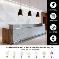 Lampe suspendue en acier minimaliste moderne, culot d'ampoule E26, hauteur réglable, finition noire, pour usage commercial, salon, éclairage LED