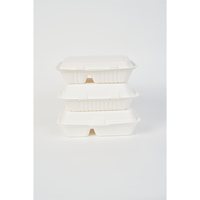 Boîte à lunch de canne à sucre de bagasse pratique et respectueuse de l'environnement N600ml Boîte à lunch en papier Boîte à bagasse verrouillée