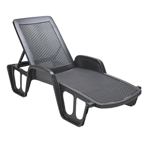 Lettino Prendisole in Resina Effetto Rattan Antracite - Product Image 1