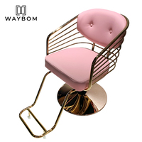 Conjunto de muebles de salón de belleza, silla de peluquería, estación de estilismo de cabello rosa, sillas