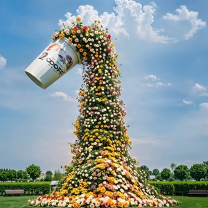 Sculpture de pot de fleurs géant personnalisé, décoration florale surdimensionnée pour jardin, parc, parc à thème - Product Image 2