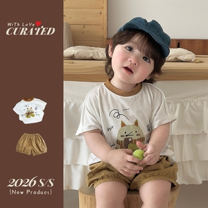 Vêtements d'été pour bébés de 1 an, t-shirts à manches courtes et shorts à motifs militaires, ensembles tendance et mignons pour garçons, en coton de classe A - Product Image 2
