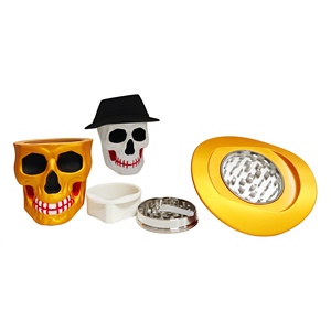 Nuevo y Exclusivo Molinillo de Hierbas, Tabaco y Especias de Metal con Diseño de Calavera, 63mm, 4 Capas, Aleación de Zinc, Accesorios para Fumar - Product Image 4