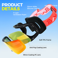 Masque de ski personnalisable BAOLIDEN JR031 de haute qualité avec monture en plastique, design tendance, anti-buée, protection UV400, lentille cylindrique, coupe-vent
