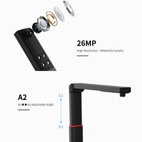 Scanner de documents OEM USB A2, format maximal, 130 langues, OCR, auto-égalisation, suppression des traces de doigts, temps de numérisation <1s, 26MP, scanner de livres