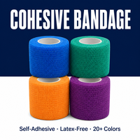 Bande adhésive élastique cohésive de 7,5 cm, respirante, non tissée, imperméable, pour soins des plaies vétérinaires, soins des animaux de compagnie, premiers secours sportifs