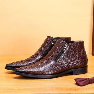 Chaussures rehaussantes pour hommes en cuir de vachette à semelle épaisse : Bout carré large, à enfiler, légères, style coréen, pour affaires/travail - Product Image 6