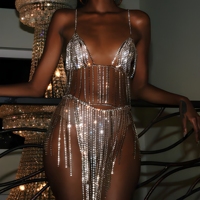 Chaîne de corps tendance Siren Core Crystal Tassel Cami, accessoires pour tenues de soirée, de club, de rave et de festival, style énergie de personnage principal