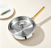 Panci penggorengan Steak kecil Universal, alat masak Stainless Steel Modern 304 tidak lengket, tiga lapis tebal 3-4L klasik berkelanjutan