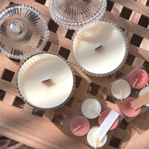 Luxury <strong>Decorative</strong> European-style Special Shape Empty Round Glass Candle <strong>Jars</strong> with Glass Lid - Product Image 3