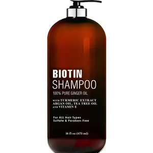 Private Label 473ML Orgânico Gengibre Chá Árvore Açafrão Argan Óleo Vitamina E Nutritivo Smoothing Refrescante Biotina Cabelo Shampoo