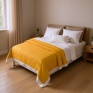 Ensemble de housse de couette Marla Mustard King Size en coton matelassé 4 pièces, literie pour la maison, couleur blanc Vianney jaune - Product Image 2