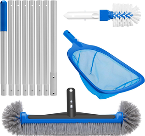 4-in-1 Deluxe <span class=keywords><strong>Pool</strong></span>-Reinigungsset 10 Fuß Verstellbare Stange 13,4'' Feinmaschiges Skimmer-Netz 17,3'' Schwimmbadbürste Zusätzliche Bürsten CN - Product Image 1