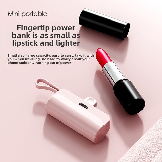New Plastic Capsule Charging Treasure 5000mA Mini Emergency Lipstick Mobile Power Portable Fast Charging Printed Logo 10W