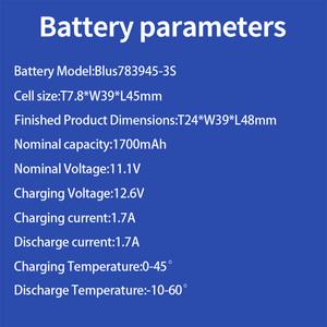 11.1V 1700mAh 783945‑3S 3S แบตเตอรี่ลิเธียมโพลิเมอร์ 12.6V แรงดันไฟฟ้าในการชาร์จพร้อมขั้วต่อสายไฟสำหรับอุปกรณ์พกพา - Product Image 5