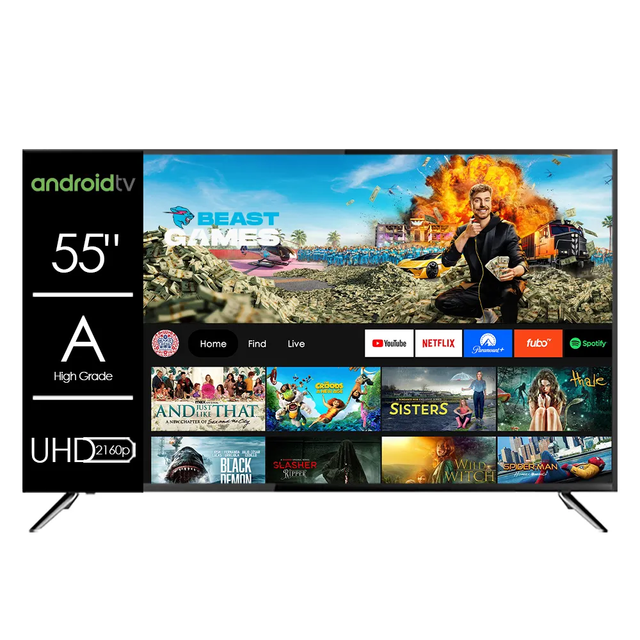Customized 55-Inch LED TV Panel Smart Wifi Function 1920*1080p Resolution DVB-T2+S2 Support 4K Smart Television Bezel