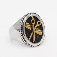 Benutzer definierte Edelstahl Friseur Schmuck Siegels chere und Kamm Fingerring