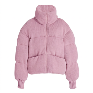 Chaqueta Acolchada de Punto Rosa ACTIVE SAFETY, Unisex, Cuello Alto, Cierre de Cremallera, Color Sólido, Gruesa, Informal, de Invierno, Manga Corta, Corte Regular - Product Image 1