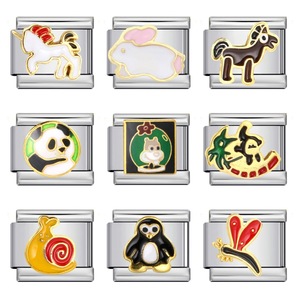 DIY Accessories Cute Animals Enamel Elastic Handmade Modular Italian <b>Charms</b> Stainless Steel Fashion Jewelry <b>Bracelets</b> Wholesale - Product Image 1