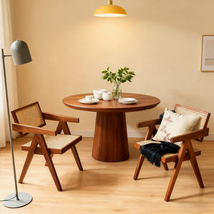 <span class=keywords><strong>Fauteuil</strong></span> d'appoint en <span class=keywords><strong>rotin</strong></span> tissé en bois massif artisanal de style moderne du milieu du siècle pour le salon, le bureau, la salle à manger - Product Image 1