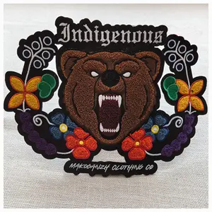 Wholesale Custom Large Chenille Letter Iron On Mascot Bear Patches Chenille Towel Embroidery Sports Patches For Clothing