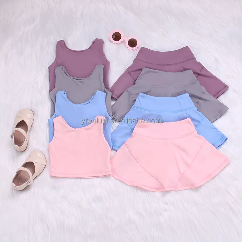 two piece summer kids yoga dance outfits girls sports sets