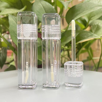 Tubes d'emballage carrés transparents en PETG personnalisables pour brillant à lèvres, flacons transparents pour huile à lèvres, mini tubes de brillant à lèvres avec applicateur