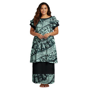 Vêtements tribaux polynésiens grande taille, robes Puletasi samoanes pour femmes, imprimé, soirée, fête, Puletasi Samoa, ensemble 2 pièces - Product Image 3